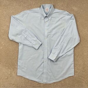 Brooks Brothers Madison Shirt Neck 16.5 Blue Check Button Up Non-Iron Preppy Men